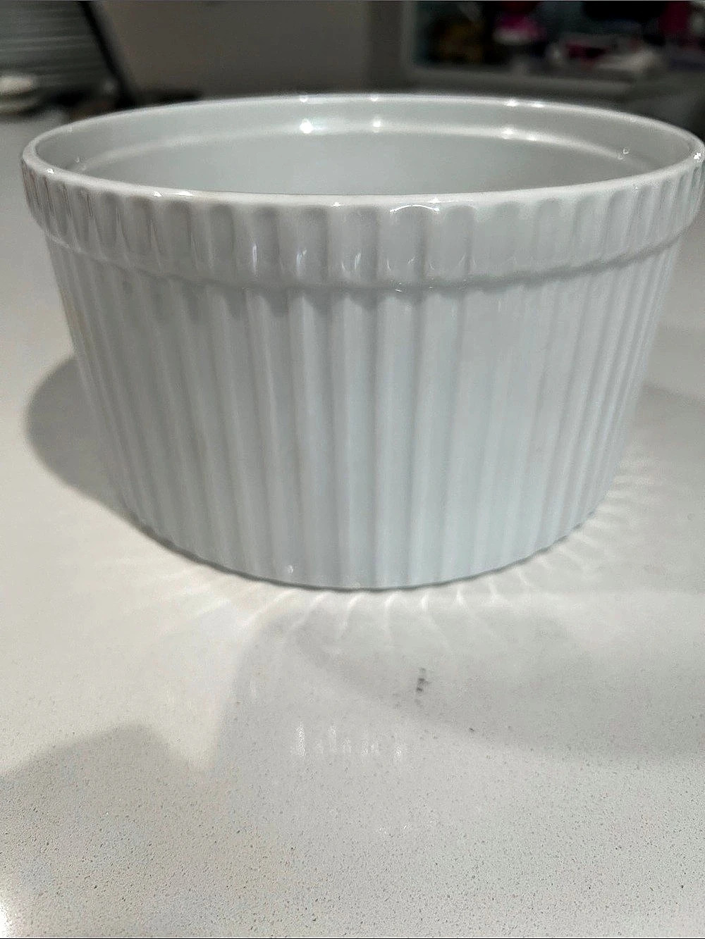 Crate & Barrel Fluted Ceramic Baking Bowl in White